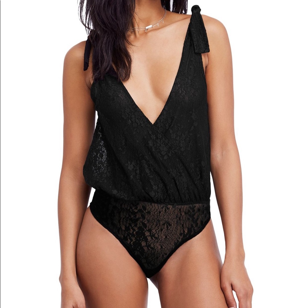 NWT Free People Lace All Day Plunging Bodysuit